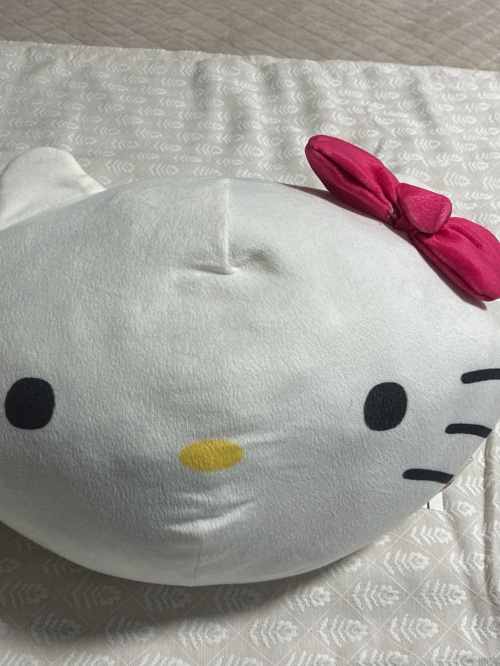 Hello Kitty White Plush Pillow with Pink Bow - Kids Accessory